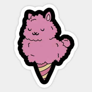 Cute Pink Llama Alpaca Icecream Shape Sticker